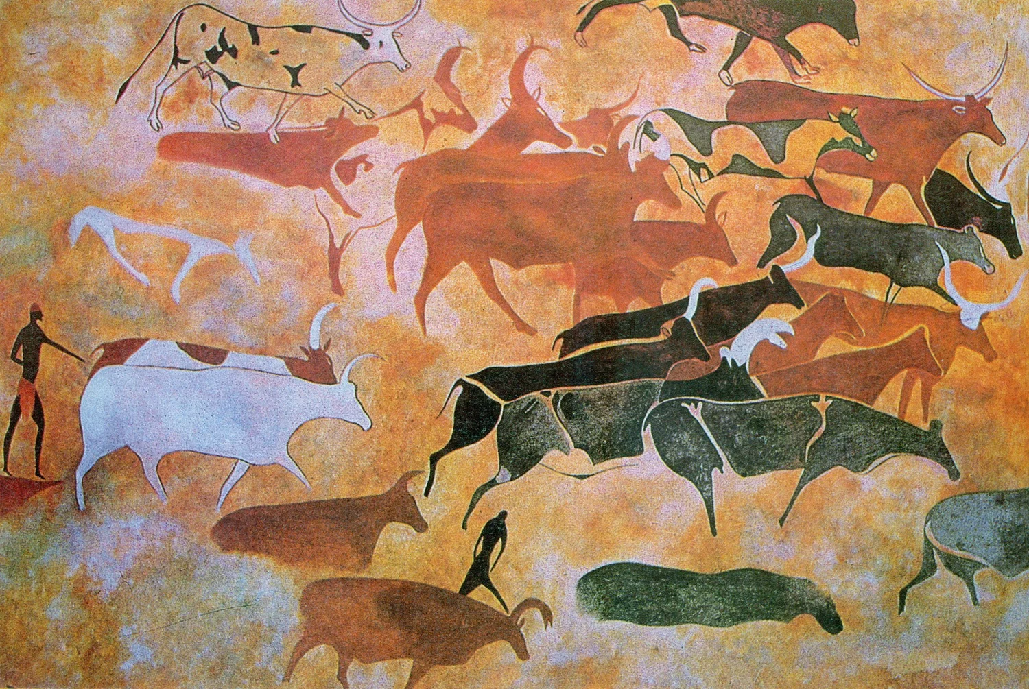 Peintures rupestres dans des montagnes du Tassili n'Ajjer, dans le Sahara algérien